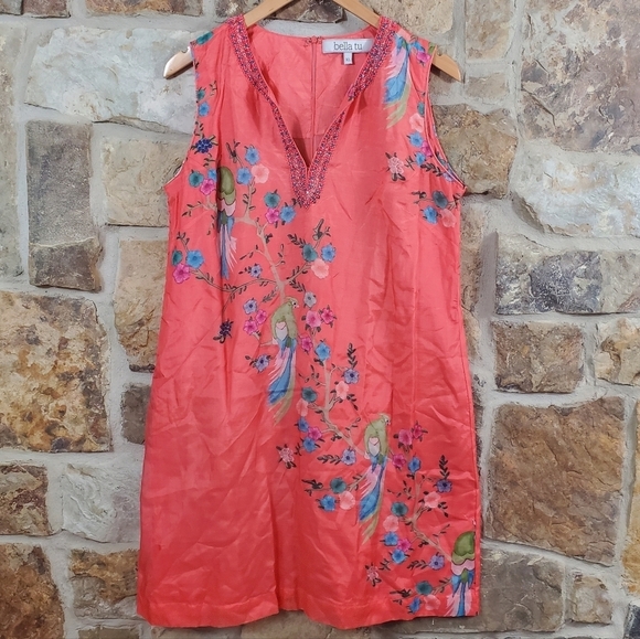 Bella Tu XL Avery Beaded Floral Phesant Bird Dress - Picture 2 of 10